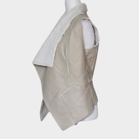 BLANK NYC Faux Leather Fur Lined Vest Cream Size S - Picture 2 of 6